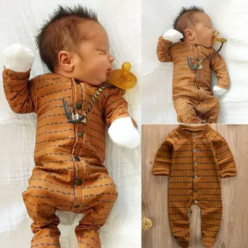 Srčkan Novorojenčka Otroci Fant Dekle Z Dolgimi Rokavi Romper Jumpsuit Obleka, Bombažna Oblačila