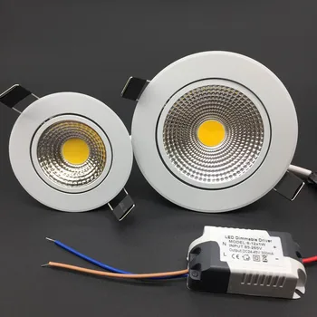 Super svetla vgradne Zatemniti LED COB Svetilke 5W 7W 9W 12W 15W 18W LED Spot osvetlitev AC85-265V LED dekoracijo Stropna Svetilka