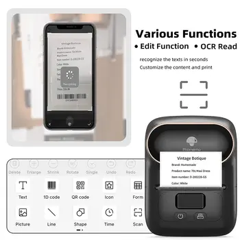 Tiskalnik za etikete Prenosni Bluetooth Termalne Nalepke za Kavo, Združljive z operacijskim sistemom Android in iOS za Označevanje Urad Kabel JewelryPhomemo M110
