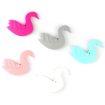 1pcs 80 mm Silikonski Swan Baby Teethers glodalcev kroglice DIY žvečiti Ogrlica Cucla Verige Obesek Hrane Silikona BPA Free