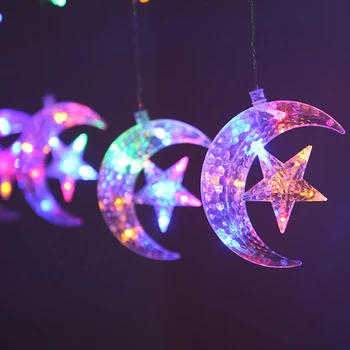 Božični luči led Zavesa svetlobe garland zvezda, luna dekor za dom 220V Pravljice Luči Zunanji/Notranji Festival Niz Svetlobe