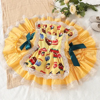 Dojenčka španski Žogo Obleke Poletje Baby Dekleta Lolita Princess Oblačenja za Otroke Rojstni dan Oblačila Dekle, Risanka Tiskanja Oblačila
