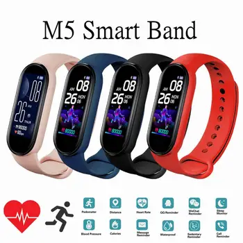 M5 Smarth Gledam Šport Fitnes Tracker Pedometer Srčni utrip, Krvni Tlak Monitor M5 MI Band Pametna Zapestnica za Moške, Ženske