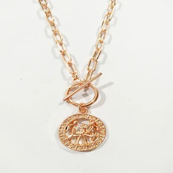 Novi modeli rose gold veriga ogrlice z nebesno znamenje, debelo verigo ogrlice, zavihek ogrlice, darila za matere