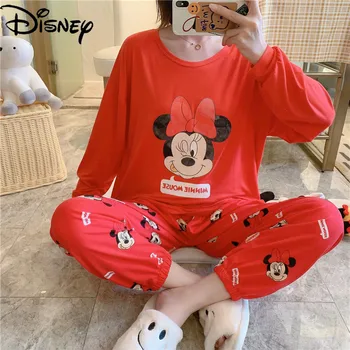 Original Disney Mickey Minnie Winnie The Pooh Pižamo Žensk Ohlapno, Tanko Varovanje pred tveganjem, Sladko Homewear Pajama Komplet Ženske