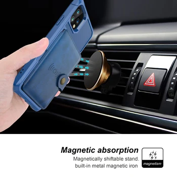 PU Usnje Denarnica, Avto magnetne Primeru Za Apple iPhone 12 Pro Max 12 Mini Kartico sim Denarnice Pokrovček Za iphone 12