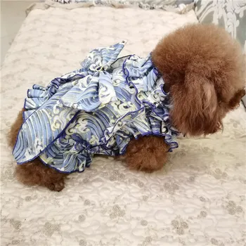 Pet Oblačila Japonski Kimono Velik Lok Teddy Bichon Boj Corgi Shiba Kratek Pes Telovnik Obleke za Majhne Pse Luksuzni Psiček Obleko
