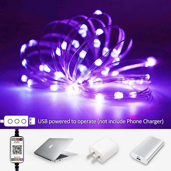 USB LED Bakrene Žice Glasbe Niz Lahka Bluetooth App Nadzor Nepremočljiva Prostem Pravljice Razsvetljava za Božično Drevo Decoration